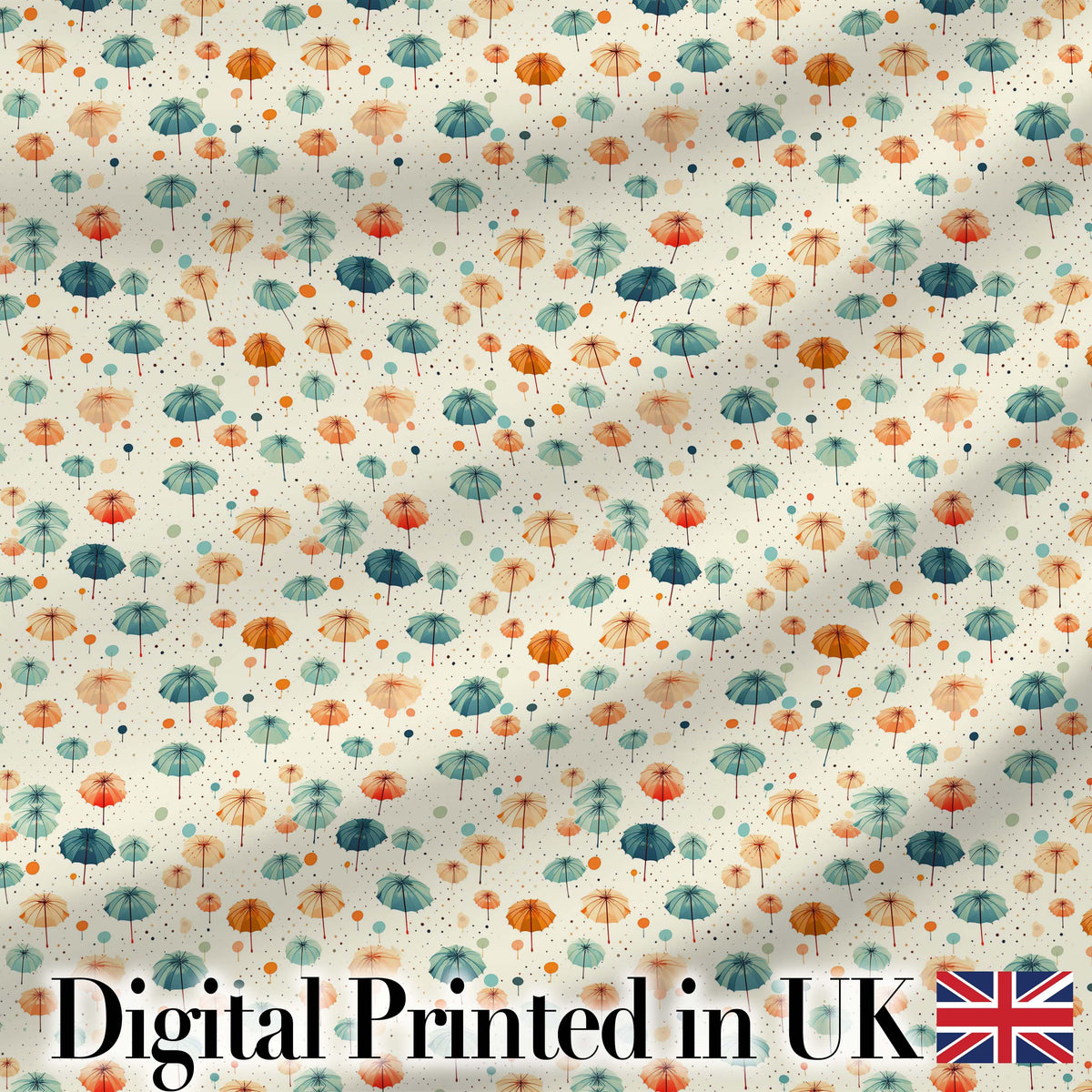 Watercolor Style Umbrellas with Soft Pastel Splashes Seamless Pattern Digital Print Fabric by the Metre UK Sewing Quilting Textile
