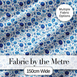 Classic Blue Folk Art Floral Pattern Seamless Pattern Digital Print Fabric by the Metre UK Sewing Quilting Textile