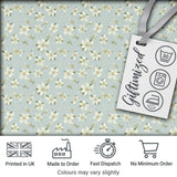 Delicate White Blossom Flowers on Soft Blue Seamless Pattern Digital Print Fabric by the Metre UK Sewing Quilting Textile