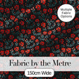 Bold Red Floral Sprigs on Dark Background Seamless Pattern Digital Print Fabric by the Metre UK Sewing Quilting Textile