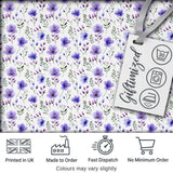 Purple Wildflowers and Delicate Botanical Stems Seamless Pattern Digital Print Fabric by the Metre UK Sewing Quilting Textile