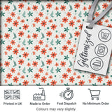 Coral Orange Floral Sprigs with Green Leaves Seamless Pattern Digital Print Fabric by the Metre UK Sewing Quilting Textile