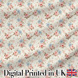 Vintage Pink and Blue Rose Garden Floral Seamless Pattern Digital Print Fabric by the Metre UK Sewing Quilting Textile