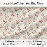 Vintage Pink and Blue Rose Garden Floral Seamless Pattern Digital Print Fabric by the Metre UK Sewing Quilting Textile