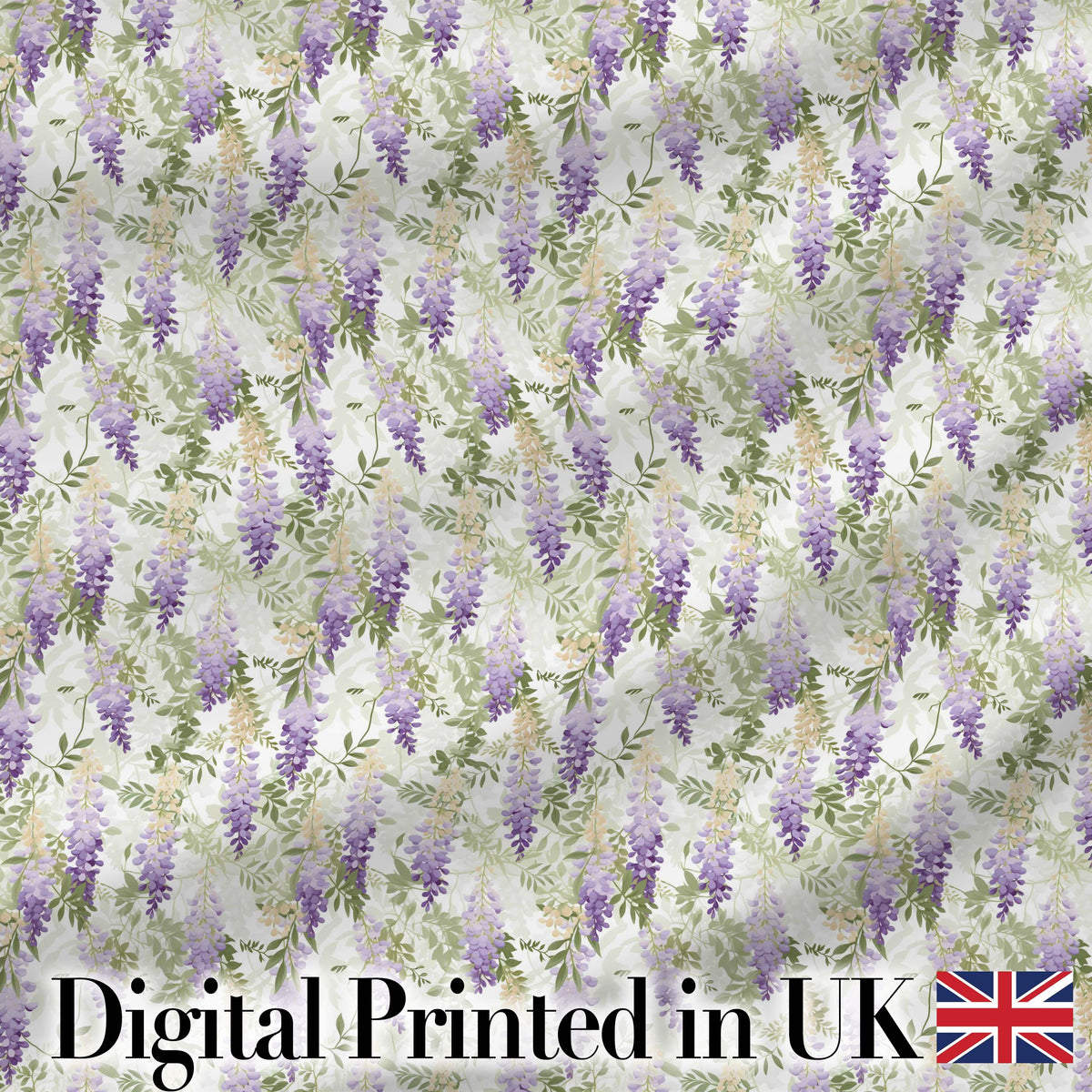 Light Pastel Wisteria Floral Vine Elegant Seamless Pattern Digital Print Fabric by the Metre UK Sewing Quilting Textile