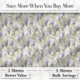Light Pastel Wisteria Floral Vine Elegant Seamless Pattern Digital Print Fabric by the Metre UK Sewing Quilting Textile