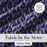 Rich Purple Wisteria on Dark Background Floral Seamless Pattern Digital Print Fabric by the Metre UK Sewing Quilting Textile