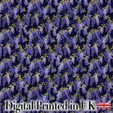 Rich Purple Wisteria on Dark Background Floral Seamless Pattern Digital Print Fabric by the Metre UK Sewing Quilting Textile