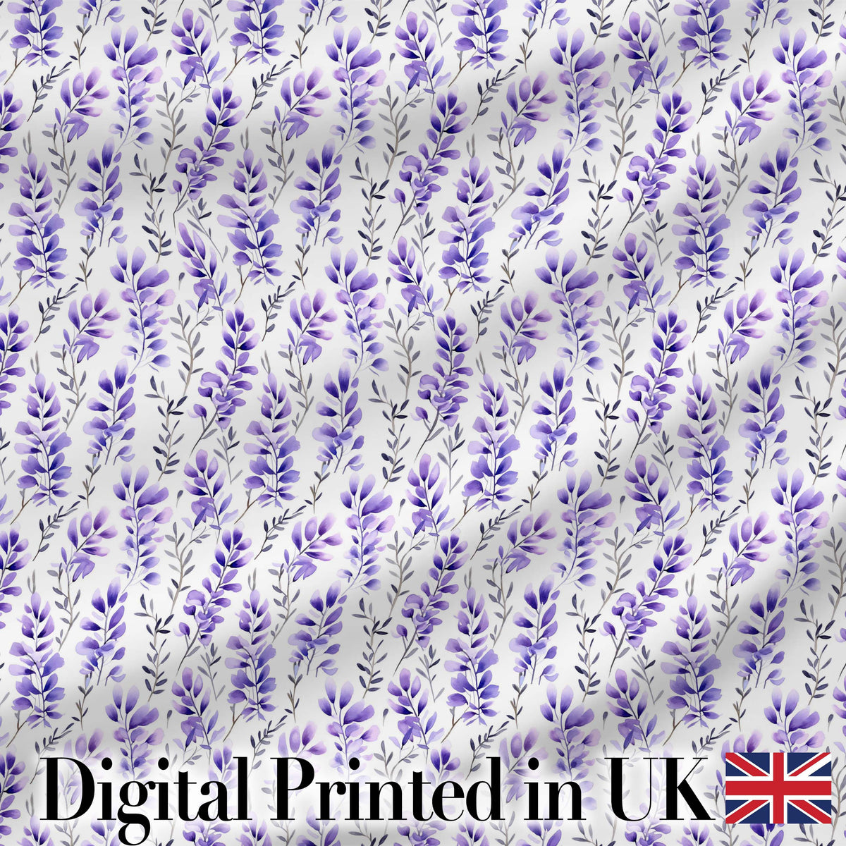 Minimal Lavender Botanical Stems on Light Background Seamless Pattern Digital Print Fabric by the Metre UK Sewing Quilting Textile