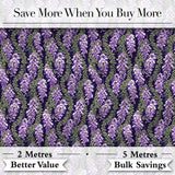 Purple Wisteria Vine Clusters with Natural Green Leaves Seamless Pattern Digital Print Fabric by the Metre UK Sewing Quilting Textile