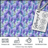 Soft Blue Background Purple Wisteria Floral Cascading Blossoms Seamless Pattern Digital Print Fabric by the Metre UK Sewing Quilting Textile