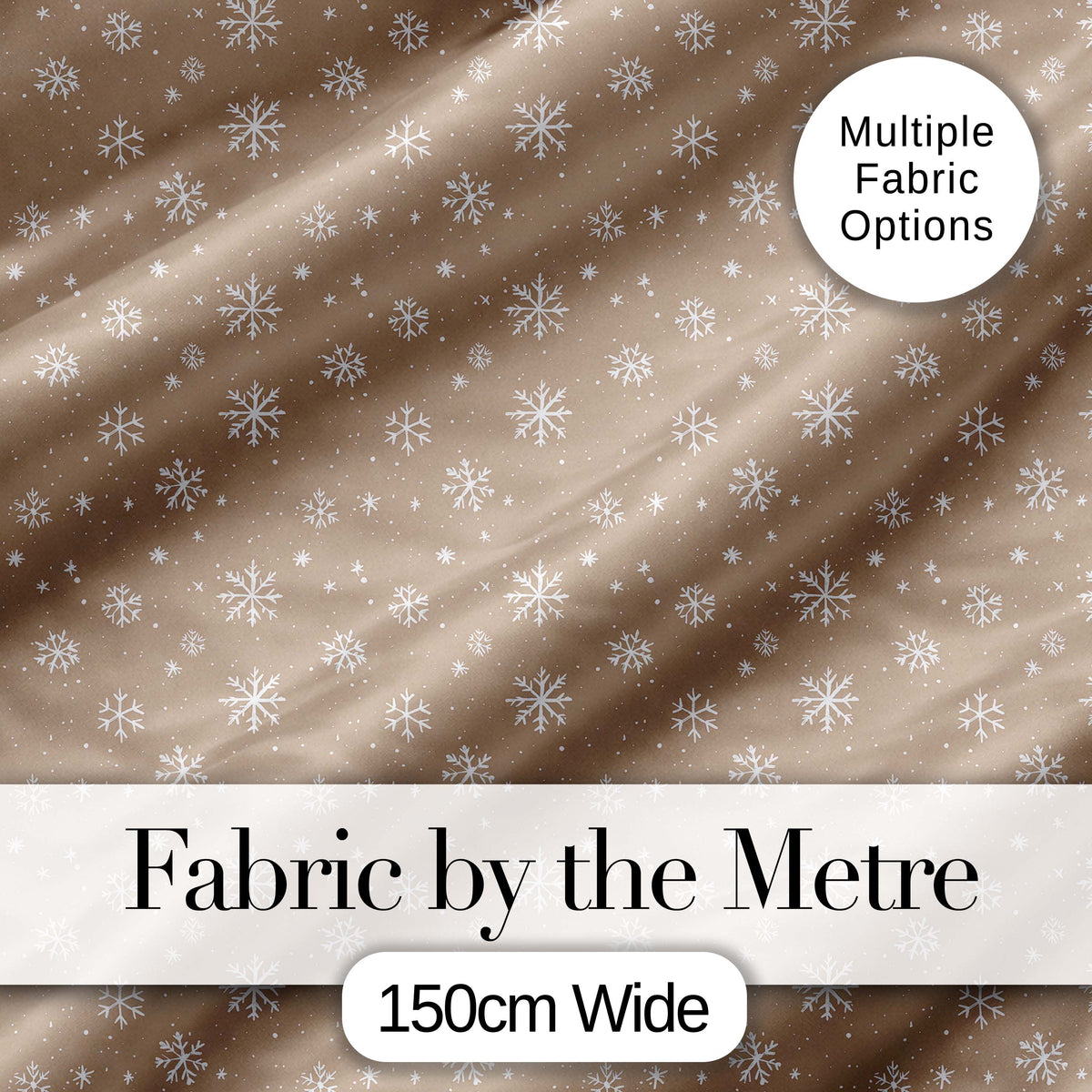 Warm Taupe Background Snowflake Winter Seamless Pattern Digital Print Fabric by the Metre UK Sewing Quilting Textile