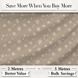 Warm Taupe Background Snowflake Winter Seamless Pattern Digital Print Fabric by the Metre UK Sewing Quilting Textile