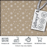 Warm Taupe Background Snowflake Winter Seamless Pattern Digital Print Fabric by the Metre UK Sewing Quilting Textile