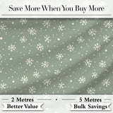 Sage Green Background Snowflake Winter Seamless Pattern Digital Print Fabric by the Metre UK Sewing Quilting Textile