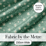 Muted Green Background Snowflake Floral Winter Seamless Pattern Digital Print Fabric by the Metre UK Sewing Quilting Textile
