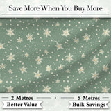 Muted Green Background Snowflake Floral Winter Seamless Pattern Digital Print Fabric by the Metre UK Sewing Quilting Textile
