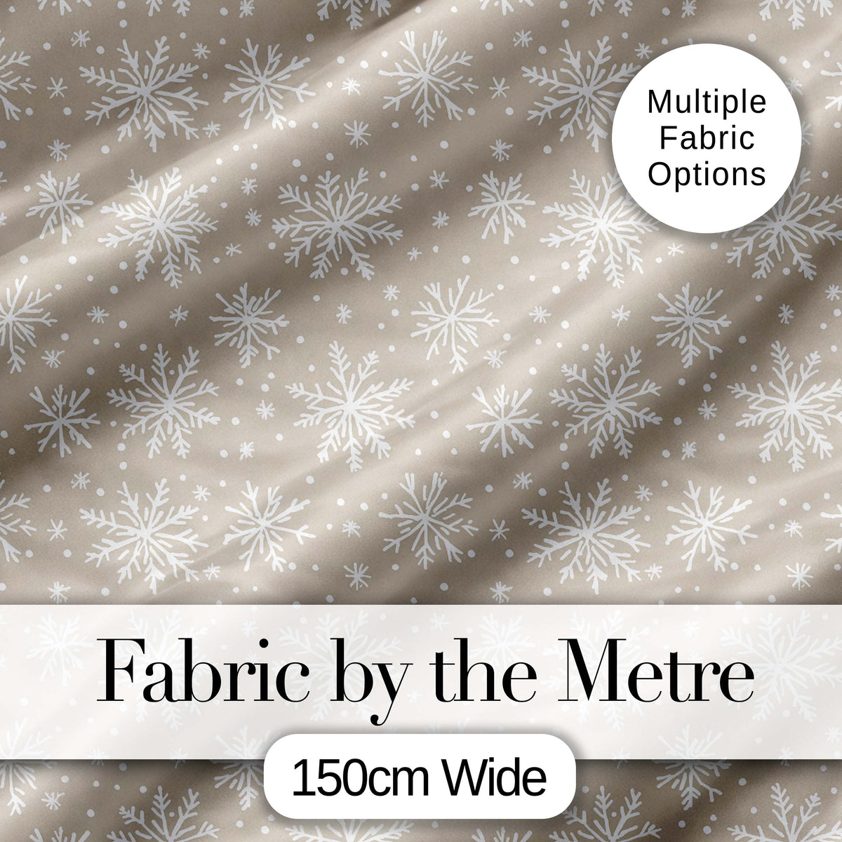 Neutral Beige Background Snowflake Dots Winter Seamless Pattern Digital Print Fabric by the Metre UK Sewing Quilting Textile