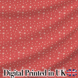 Red Background White Snowflakes Falling Winter Seamless Pattern Digital Print Fabric by the Metre UK Sewing Quilting Textile