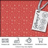 Red Background White Snowflakes Falling Winter Seamless Pattern Digital Print Fabric by the Metre UK Sewing Quilting Textile