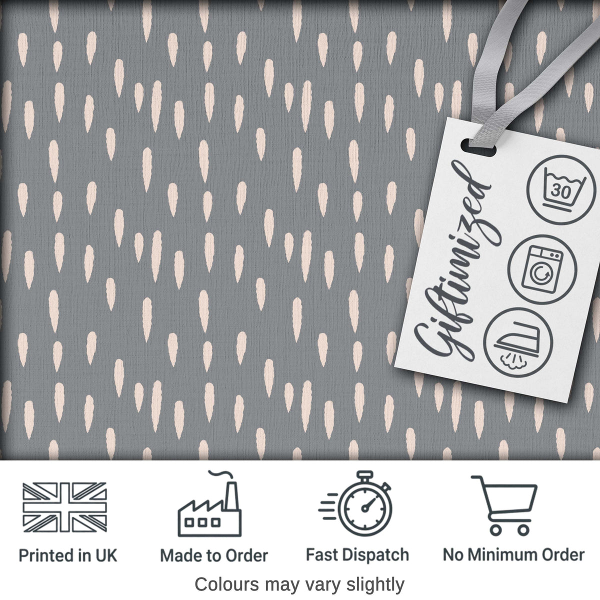 Grey Background Minimal Abstract Brush Marks Seamless Pattern Digital Print Fabric by the Metre UK Sewing Quilting Textile