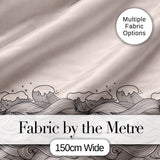 Soft Beige Ocean Wave Line Art Seamless Pattern Digital Print Fabric by the Metre UK Sewing Quilting Textile