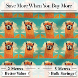Cute Alpaca Portrait With Blue Sky And Clouds Seamless Pattern Digital Print Fabric by the Metre UK Sewing Quilting Textile