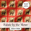 Vintage Stamp Style Alpaca Illustration Seamless Pattern Digital Print Fabric by the Metre UK Sewing Quilting Textile