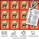 Vintage Stamp Style Alpaca Illustration Seamless Pattern Digital Print Fabric by the Metre UK Sewing Quilting Textile