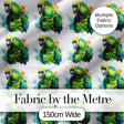 Watercolor Green Parrot Splash Art Seamless Pattern Digital Print Fabric by the Metre UK Sewing Quilting Textile