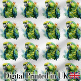 Watercolor Green Parrot Splash Art Seamless Pattern Digital Print Fabric by the Metre UK Sewing Quilting Textile