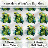 Watercolor Green Parrot Splash Art Seamless Pattern Digital Print Fabric by the Metre UK Sewing Quilting Textile