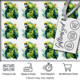 Watercolor Green Parrot Splash Art Seamless Pattern Digital Print Fabric by the Metre UK Sewing Quilting Textile