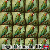 Tropical Parrot On Branch Jungle Scene Seamless Pattern Digital Print Fabric by the Metre UK Sewing Quilting Textile