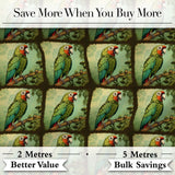 Tropical Parrot On Branch Jungle Scene Seamless Pattern Digital Print Fabric by the Metre UK Sewing Quilting Textile