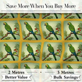 Tropical Green Parrot Branch Botanical Frame Seamless Pattern Digital Print Fabric by the Metre UK Sewing Quilting Textile