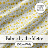 Soft Yellow Floral Wildflower Meadow Seamless Pattern Digital Print Fabric by the Metre UK Sewing Quilting Textile