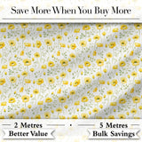 Soft Yellow Floral Wildflower Meadow Seamless Pattern Digital Print Fabric by the Metre UK Sewing Quilting Textile
