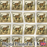 Cheetah Stamp Illustration Desert Scene Seamless Pattern Digital Print Fabric by the Metre UK Sewing Quilting Textile