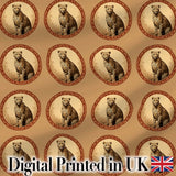 Elegant Cheetah Portrait Circular Frame Seamless Pattern Digital Print Fabric by the Metre UK Sewing Quilting Textile