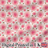Light Pink Dahlia Bloom Soft Pastel Floral Seamless Pattern Digital Print Fabric by the Metre UK Sewing Quilting Textile