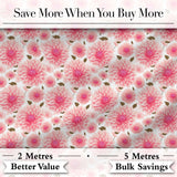 Light Pink Dahlia Bloom Soft Pastel Floral Seamless Pattern Digital Print Fabric by the Metre UK Sewing Quilting Textile
