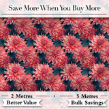 Bold Red Dahlia Floral Dark Background Seamless Pattern Digital Print Fabric by the Metre UK Sewing Quilting Textile