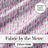Purple Wildflower Meadow Watercolor Seamless Pattern Digital Print Fabric by the Metre UK Sewing Quilting Textile