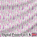 Purple Wildflower Meadow Watercolor Seamless Pattern Digital Print Fabric by the Metre UK Sewing Quilting Textile