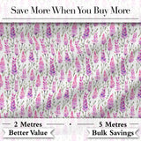 Purple Wildflower Meadow Watercolor Seamless Pattern Digital Print Fabric by the Metre UK Sewing Quilting Textile