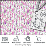 Purple Wildflower Meadow Watercolor Seamless Pattern Digital Print Fabric by the Metre UK Sewing Quilting Textile