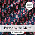 Vintage Pink Floral Stems on Deep Blue Background Seamless Pattern Digital Print Fabric by the Metre UK Sewing Quilting Textile