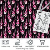 Modern Pink Foxglove Floral Graphic Dark Seamless Pattern Digital Print Fabric by the Metre UK Sewing Quilting Textile