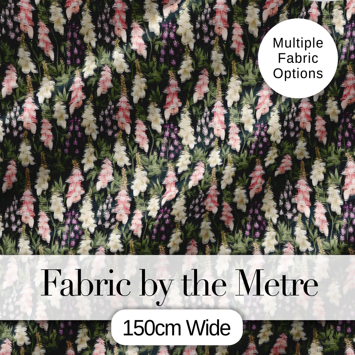 Soft Cream and Pink Botanical Garden Seamless Pattern Digital Print Fabric by the Metre UK Sewing Quilting Textile